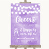 Lilac Watercolour Lights Cheers To Love Personalized Wedding Sign