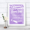 Lilac Watercolour Lights Cigar Bar Personalized Wedding Sign