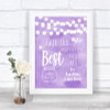 Lilac Watercolour Lights Date Jar Guestbook Personalized Wedding Sign