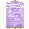 Lilac Watercolour Lights Drink Champagne Dance Stars Personalized Wedding Sign