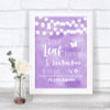 Lilac Watercolour Lights Fingerprint Tree Instructions Personalized Wedding Sign