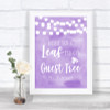 Lilac Watercolour Lights Guest Tree Leaf Personalized Wedding Sign