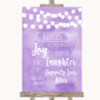 Lilac Watercolour Lights Hankies And Tissues Personalized Wedding Sign