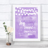 Lilac Watercolour Lights Hankies And Tissues Personalized Wedding Sign