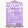 Lilac Watercolour Lights I Spy Disposable Camera Personalized Wedding Sign