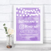 Lilac Watercolour Lights Instagram Hashtag Personalized Wedding Sign