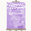 Lilac Watercolour Lights Instagram Photo Sharing Personalized Wedding Sign