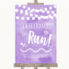 Lilac Watercolour Lights Last Chance To Run Personalized Wedding Sign