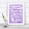 Lilac Watercolour Lights Message In A Bottle Personalized Wedding Sign