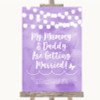 Lilac Watercolour Lights Mummy Daddy Getting Married Personalized Wedding Sign