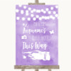 Lilac Watercolour Lights Photobooth This Way Left Personalized Wedding Sign