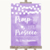 Lilac Watercolour Lights Pimp Your Prosecco Personalized Wedding Sign