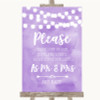 Lilac Watercolour Lights Share Your Wishes Personalized Wedding Sign