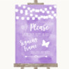 Lilac Watercolour Lights Signing Frame Guestbook Personalized Wedding Sign