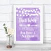 Lilac Watercolour Lights This Way Arrow Right Personalized Wedding Sign