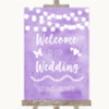 Lilac Watercolour Lights Welcome To Our Wedding Personalized Wedding Sign