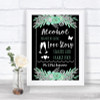 Black Mint Green & Silver Alcohol Bar Love Story Personalized Wedding Sign
