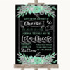 Black Mint Green & Silver Cheeseboard Cheese Song Personalized Wedding Sign