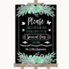 Black Mint Green & Silver Don't Post Photos Online Social Media Wedding Sign