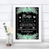 Black Mint Green & Silver Don't Post Photos Online Social Media Wedding Sign