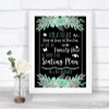 Black Mint Green & Silver All Family No Seating Plan Personalized Wedding Sign