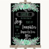 Black Mint Green & Silver Hankies And Tissues Personalized Wedding Sign