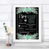 Black Mint Green & Silver I Spy Disposable Camera Personalized Wedding Sign