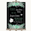 Black Mint Green & Silver Jenga Guest Book Personalized Wedding Sign