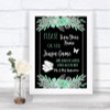 Black Mint Green & Silver Jenga Guest Book Personalized Wedding Sign