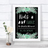 Black Mint Green & Silver Kids Table Personalized Wedding Sign