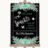 Black Mint Green & Silver Let Love Sparkle Sparkler Send Off Wedding Sign