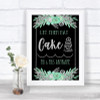 Black Mint Green & Silver Let Them Eat Cake Personalized Wedding Sign