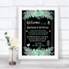 Black Mint Green & Silver No Phone Camera Unplugged Personalized Wedding Sign