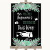 Black Mint Green & Silver Photobooth This Way Left Personalized Wedding Sign