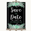 Black Mint Green & Silver Save The Date Personalized Wedding Sign