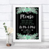 Black Mint Green & Silver Share Your Wishes Personalized Wedding Sign