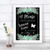 Black Mint Green & Silver Signing Frame Guestbook Personalized Wedding Sign