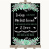 Black Mint Green & Silver Today I Marry My Best Friend Personalized Wedding Sign