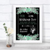 Black Mint Green & Silver Wishing Tree Personalized Wedding Sign