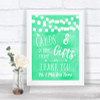 Mint Green Watercolour Lights Cards & Gifts Table Personalized Wedding Sign