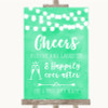 Mint Green Watercolour Lights Cheers To Love Personalized Wedding Sign