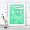 Mint Green Watercolour Lights Cheers To Love Personalized Wedding Sign