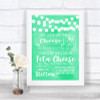 Mint Green Watercolour Lights Cheesecake Cheese Song Personalized Wedding Sign