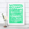 Mint Green Watercolour Lights Confetti Personalized Wedding Sign