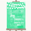 Mint Green Watercolour Lights Hankies And Tissues Personalized Wedding Sign