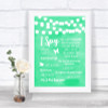 Mint Green Watercolour Lights I Spy Disposable Camera Personalized Wedding Sign