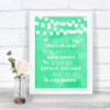 Mint Green Watercolour Lights In Loving Memory Personalized Wedding Sign