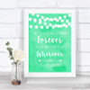 Mint Green Watercolour Lights Informal No Seating Plan Personalized Wedding Sign