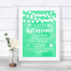 Mint Green Watercolour Lights Instagram Photo Sharing Personalized Wedding Sign