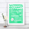 Mint Green Watercolour Lights Jenga Guest Book Personalized Wedding Sign